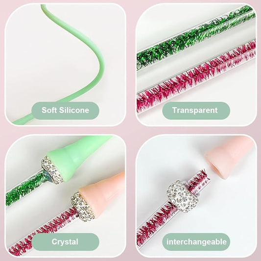 2PCS Cat Toy Wand, Silicone Mice Tail Teaser Toys Interactive Cat Toys with 2 Replaceable Tail for Indoor Cats Kittens Chase Exercise