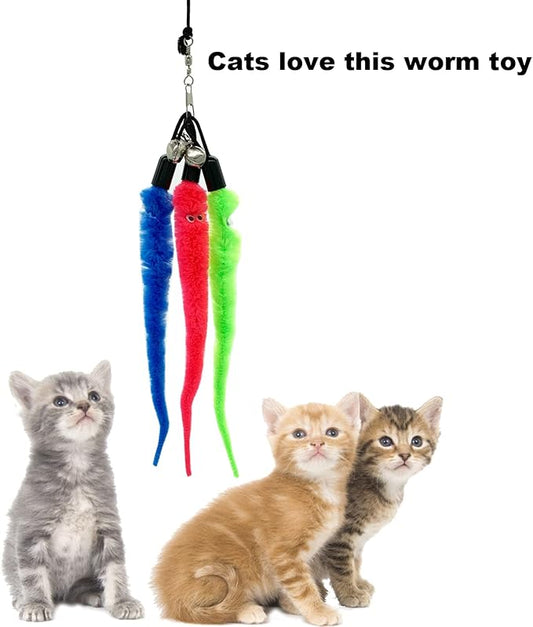 Cat Worm Toy Refills, 20 Pieces Cat Wand Attachments Worms Toy for Indoor Cats (A)