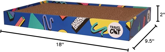 Travel Cat Portable Cat Scratcher - Durable and Recyclable Cat Scratching Board for Indoor Cat, Kitten for Rest, Play, Scratch - Premium 90s Travel Cat Scratch Pad with Box