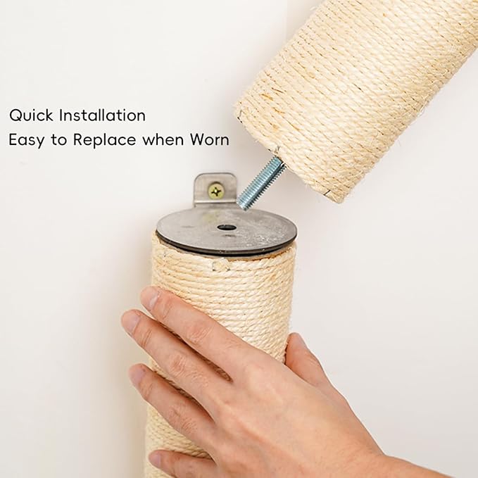 40" Wall Mounted Cat Scratcher, Sisal Scratching Post,Furniture for Indoor Cats, Tall and Sturdy Cat Climbing Pole for Large Cats