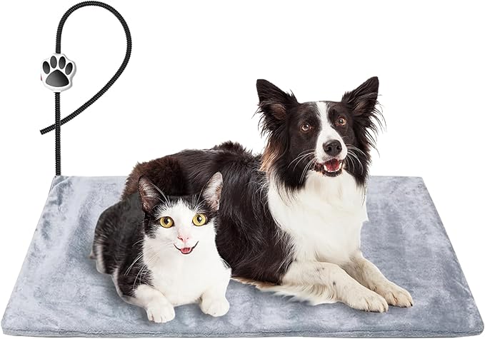 On/Off Switch Electric Pet Heating Pad with Chew Resistant Cord and 2PCS Machine Washable Cover,Indoor Heated Pet Bed Warmer,for Cat Beds and Dog Beds (Large)