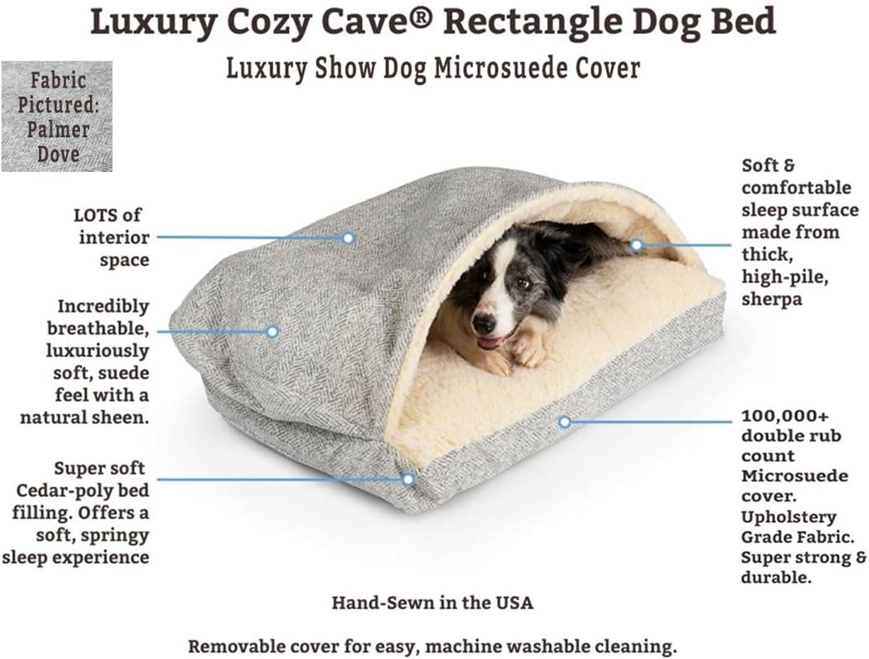Snoozer Pet Products Luxury Rectangle Cozy Cave Dog Bed with Microsuede, Showdog Collection, Large, Merlin Pewter