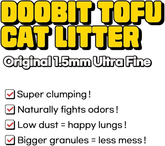 Tofu Cat Litter 1.5mm, 100% Natural Ingredients,Strong Clumping,Toilet Flushable,Solubility in Water,Ultra Absorbent, Really Dust-Free,Less Tracking, I'm Gonna Pee (5.7lb x 2pack)