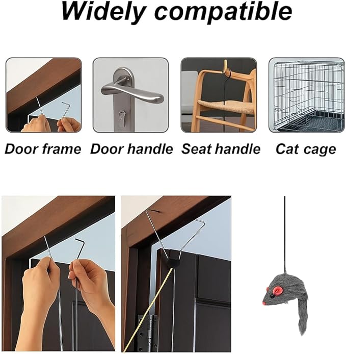 Self Play Hanging Door Cat Mouse Toy - Interactive Cat Toys for Indoor Cats - Fun Hunting Exercise for Bored Adult Cats & Kittens - Top Hanging Cat Toy for Indoor Play
