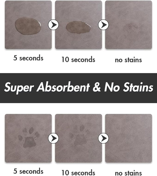 MontVoo-Absorbent Pet Feeding Mat-No Stains Pet Mat for Food and Water Bowl-Quick Dry Cat & Dog Food Mat Water Dispenser Mat-Pet Supplies Mat-Dog Water Bowl Mat for Messy Drinker Brown