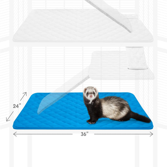 Paw Inspired Fitted Fleece Liner for Ferret Nation, Critter Nation Cage for Ferrets, Rats, Chinchillas, Hedgehogs & Other Small Animals (Blue, Bottom Pan Liner)