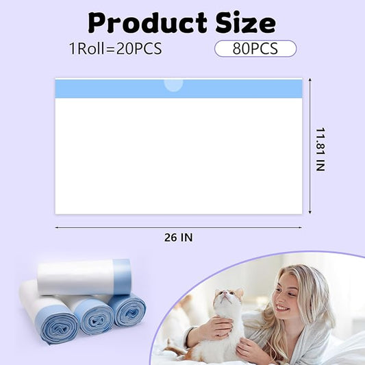 80 Count 26" x 11.8" Cat Litter Box Liners for Fsitego and Fumoi Self Cleaning Litter Box, Extra Thick Heavy Duty Cat Litter Bags Replacement, 3-4 Gallons of Capacity