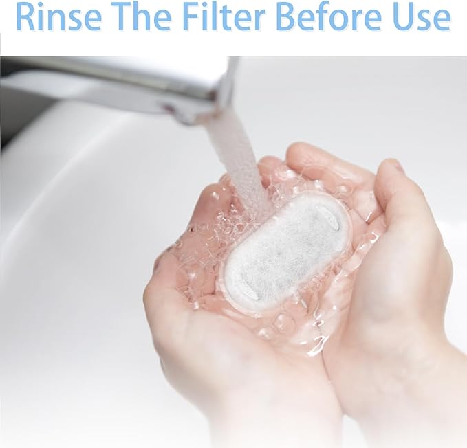 Cat Water Fountain Filters Replacement (16-Piece Pack) - 8 Filters + 8 Sponges + Cleaning Brush - Compatible with 3L (108oz) & 2L (67oz) Stainless Steel Pet Fountains