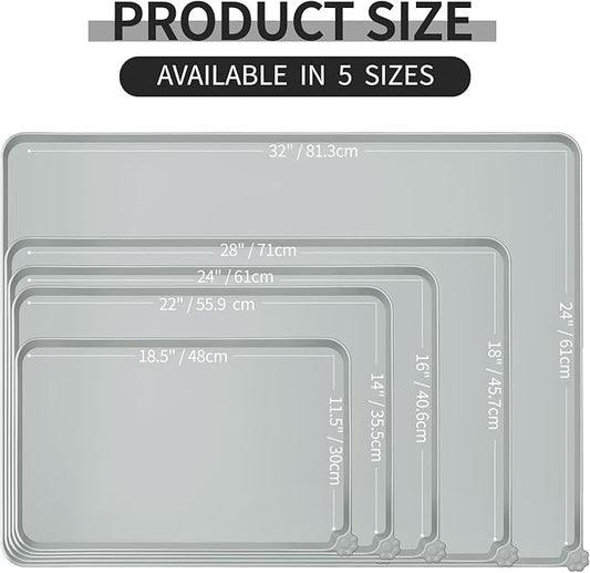 Waterproof Pet Feeding Mat with High Raised Edges, Heavier and Thicker Placemats for Cat Dog Water Bowl with BPA Free, Dogs Cats Food Mats for Messy Drinkers to Prevent Spill and Protect Floors