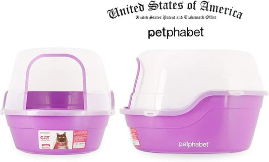 Covered Litter Box, Jumbo Hooded Cat Litter Box Holds Up to Two Small Cats Simultaneously,Extra Large Purple by Petphabet