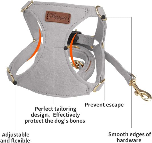 Puppytie No Pull Dog Harness with Multifunction Dog Leash,Soft Adjustable No Choke Escape Proof Pet Harness Vest for Medium Dogs or Large Dogs,Silver Grey,M