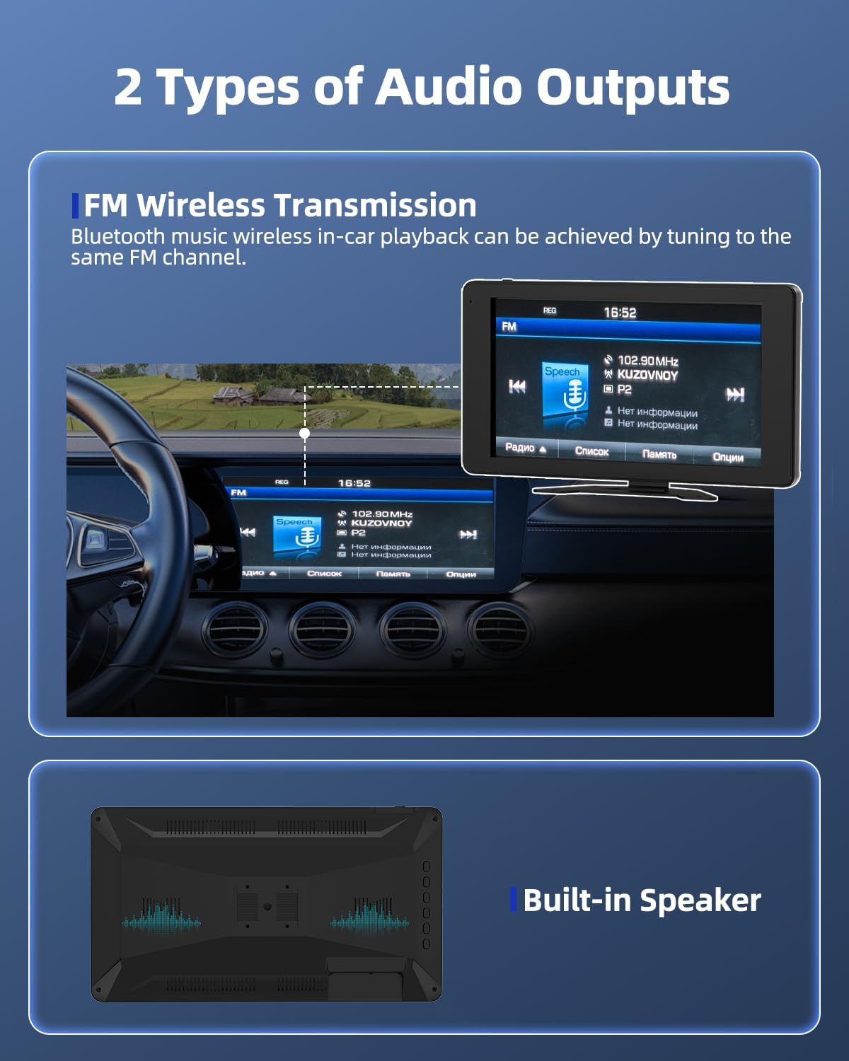 4 Channel 1080p HD Backup Camera System with 10.2" Touchscreen Monitor, DVR Recording/Playback, Bluetooth, FM Radio & Media Player for Trucks, Semis, RVs, Trailers, Vans, SUVs, Cars