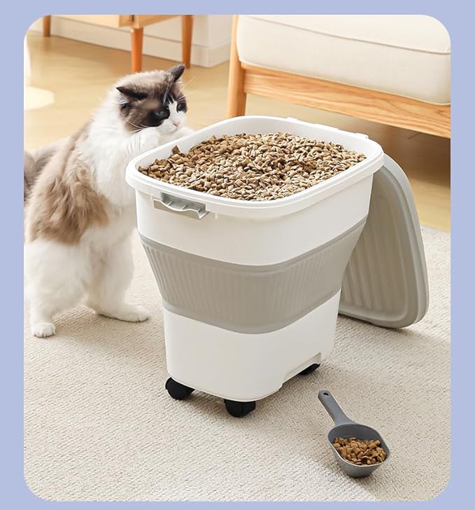 35 Lbs Dog Food Storage Container, Collapsible Dog Food Container with Scoop for Pet/Dog/Cat/Bird Food,Keep Dry Food Fresh,Easy to Move