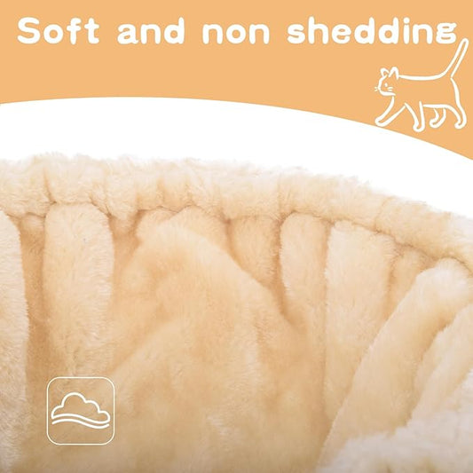 Beige Cat Hammock, Extra Large (12.4"), Cozy Hammock with Deep Basket, Attachment Design for Cat Tower