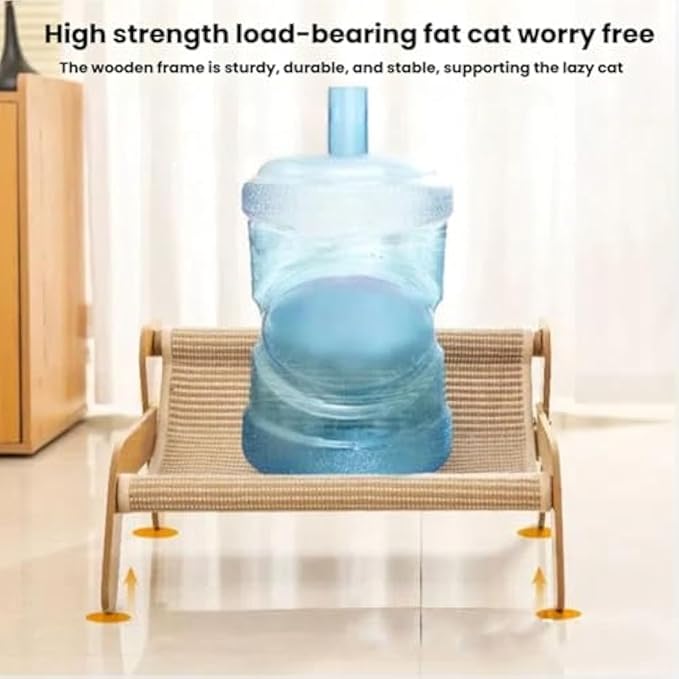 Mellowkin Cat Scratcher Couch, Stylish 2-in-1 Wavy Sisal Lounge Chair and Rocker, Durable Scratching Furniture for Indoor Cats (Linen Style)