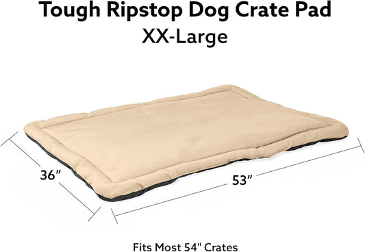 K9 Ballistics Tough Ripstop Dog Crate Pad - Durable & Machine Washable with Non-Skid Bottom and 120-Day Warranty, Fits 54" Wire Crates - XX-Large, Sandstone