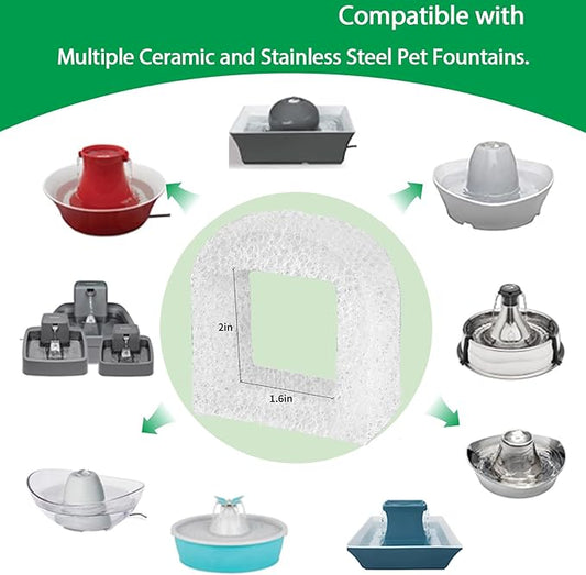 Cat Water Fountain Filters, 8 Pack Pet Fountain Replacement Foam Sponge Pre-Filters Fit for Multiple Ceramic and Stainless Steel Pet Fountains