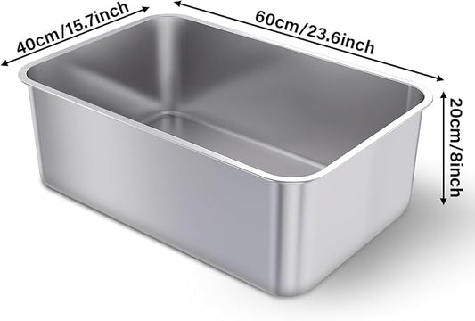 2 Pack Stainless Steel Cat Litter Box, 23.6"x15.8"x8" XXL Stainless Steel Litter Box 8 inch Deep, Extra Large Metal Litterbox for Big Cats, Non Stick Easy Clean Surface, High Sided