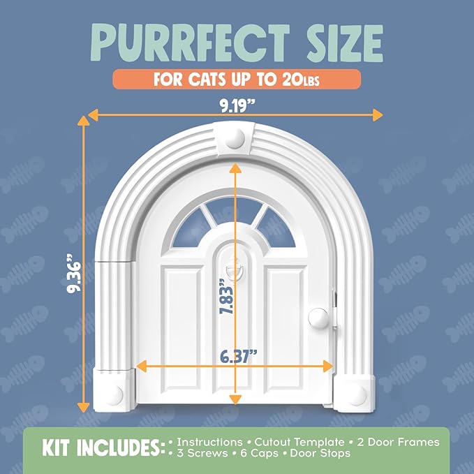 Meow Manor® Cat Door Interior Door - No-Flap, Interior Cat Door for Cats Up to 20 lbs, Easy DIY Setup, Secured Installation in Minutes, No Training Needed…