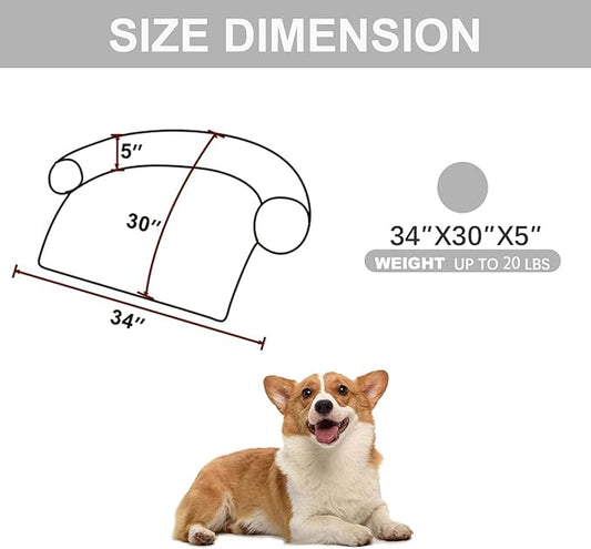 Calming Dogs/Cats Bed Mats, Dog Pad Washable Removable Couch Cover, Plush Long Fur Mat for Pets, Waterproof Lining, Perfect for Small, Medium and Large Dogs and Cats (Light Gray, 34"x30")