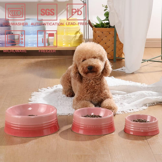 Sweejar Ceramic Dog Bowl, 32 oz, Gradient Pink, Porcelain Pet Dish for Food and Water, Non Skidding, Easy to Clean, Durable, Dishwasher Safe, Minimalist Design