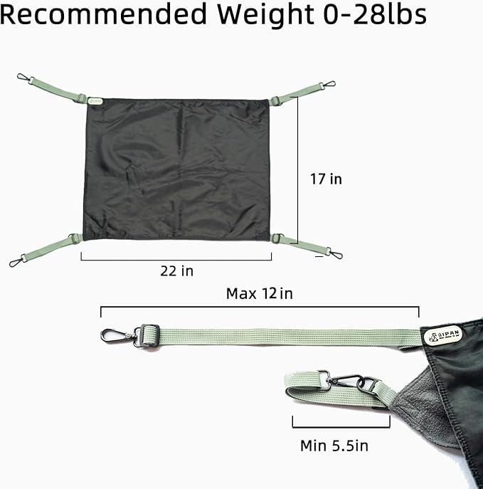 Cat Hammock for Cage - Washable Soft Outdoor Mat, Waterproof Cooling Pad for Cats (Large, Black)