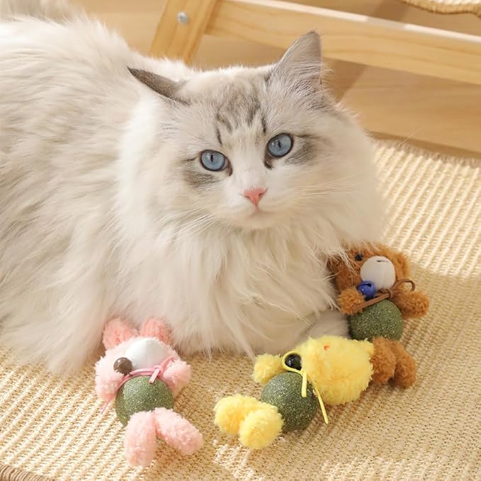 Cat Toys with Catnip Kitten Chew Bite Supplies Boredom Relief Fluffy Kitty Teeth Cleaning Chewing Cat Lovers Interactive Plush Gift (New Duck)