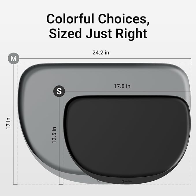 DownyPaws Dog Food Mats for Floors Waterproof, BPA Free Silcone Dog Bowl Mat, Non-Slip Pet Feeding Mat with High Raised Edge, Cat Placemat for Messy Drinkers, 18"×12.5", Black