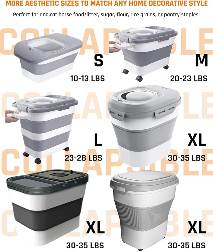 35lbs Dog Food Storage Container, Collapsible Dog Food Container, Wheels, Handle, Airtight Pet Food Storage Container, Scoop, 2L Small Dry Food Pail For Dog Cat Bird Food