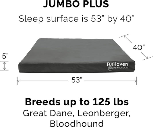 Furhaven Water-Resistant Cooling Gel Dog Bed for Large Dogs w/ Removable Washable Cover, For Dogs Up to 125 lbs - Indoor/Outdoor Logo Print Oxford Polycanvas Mattress - Stone Gray, Jumbo Plus/XXL