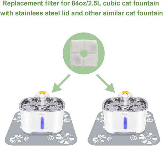 Wonder Creature Cat Water Filter, Cat Fountain Filter Replacement, 8 Square Carbon Filters and 4 Upgraded Sponge Foam Filter for Cubic Stainless Steel Top Cat Fountain