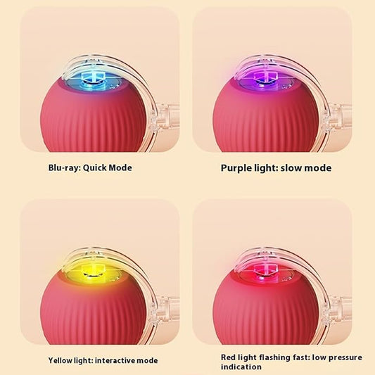 Interactive Cat Toy Ball for Indoor Cats, 2025 New Fast Self Rolling Ball Cat Toy on Carpet, Smart Interactive Automatic Cat Toy Ball for Gifts for Indoor Cats, Moving Cat Toy Ball-Plush Style(Red)