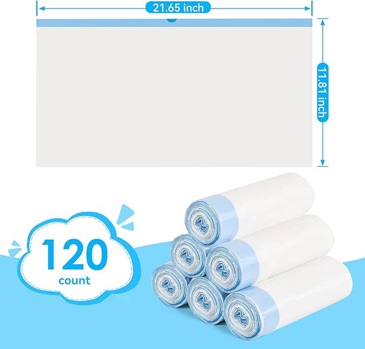 Cat Litter Bags 120 Count, 26.37"x15.74" Drawstring Close Litter Box Liners for Automatic Litter Box,Thick Cat Poop Bags,Easy to Clean,Heavy Duty Robot Bag for Self-Cleaning Box