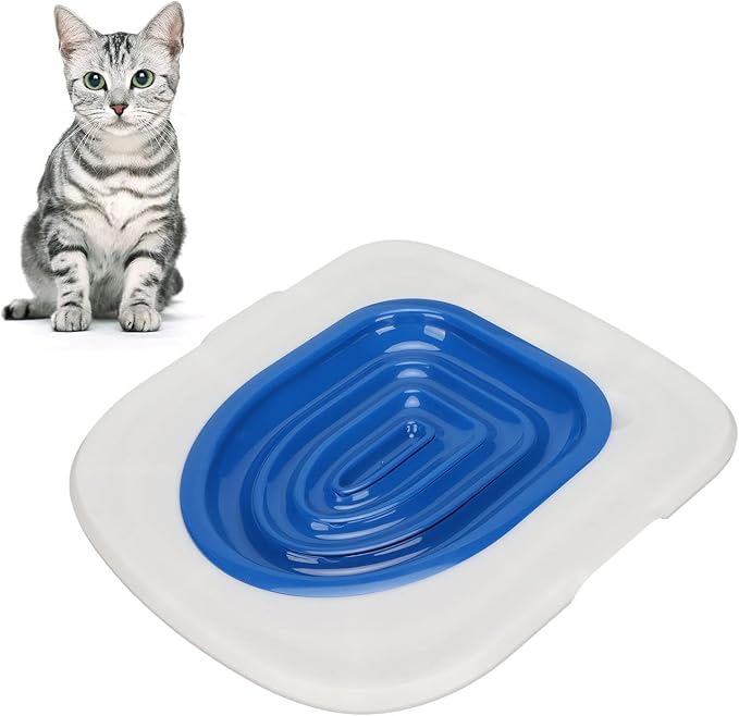 Cat Toilet Training Kit Cat Toilet Trainer Kit for Teach Cat to Use Toilet Cat Toilet Training System Universal Reusable Kitty Toilet Training Kit (White Tray, 1 Blue Inner
