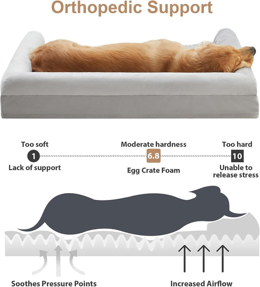 BFPETHOME Dog Beds for Large Dogs, Orthopedic Dog Bed for Medium Large Dogs,Big Waterproof Couch Pet Bed with Removable Washable Cover