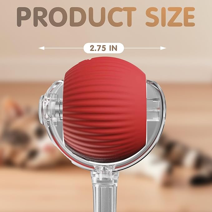 Rocfish Durable Interactive Cat Toys for Indoor Cats, Smart Automatic Cat Chase Ball Toy, Upgraded Speedy Tail Kitten Toy for Bored Indoor Adult Pets (Red)