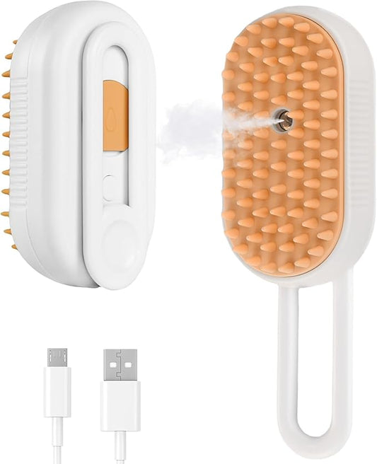 Generic Cat Steam Brush,Rechargeable with Handle,Self-Cleaning Grooming Tool,for Cats and Dogs,4 In1 Cat Steamy Brush, Multifunctional Hair Comb for Removing Tangled and Loose Hair (white)