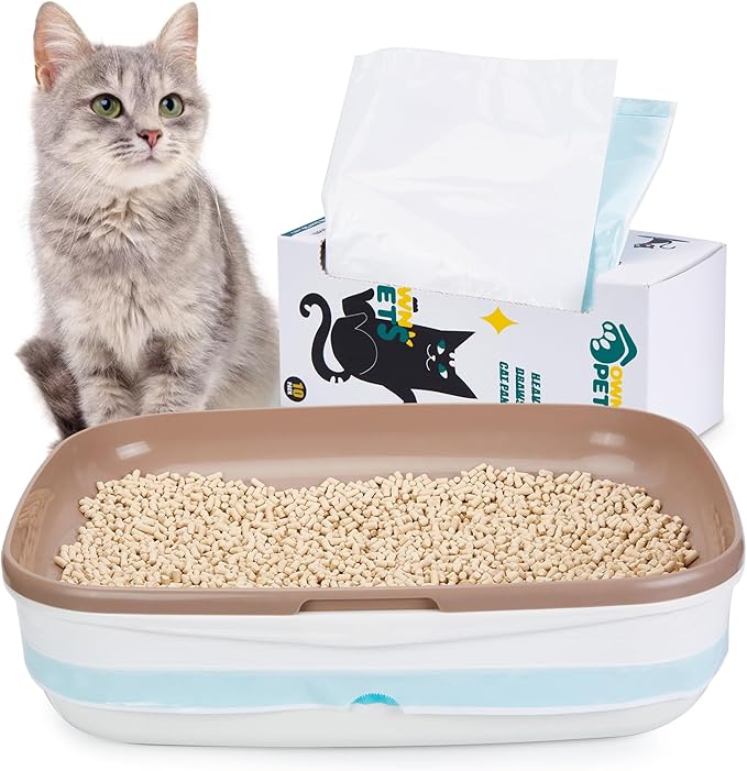 Ownpets Cat Litter Liners Large Extra Thick Cat Litter Bags Drawstring Liner Bags for Pet Cat Litter Box Tray, Unscented,10 Count 31"x 17"