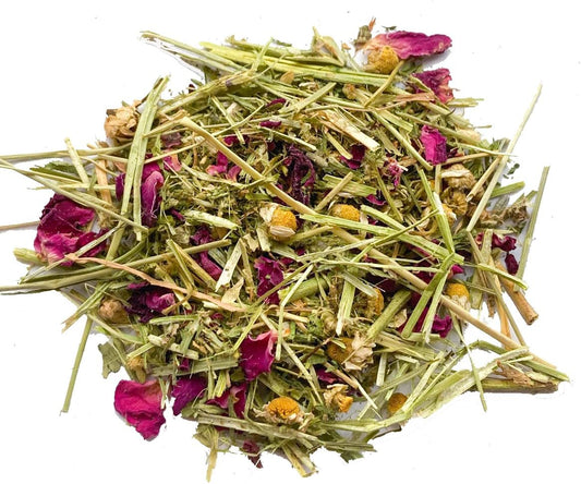 Herbal Calming Forage (2 Ounces): Premium Rabbit Food, Hay for Guinea Pigs Food, Chinchilla Food, Hamster Treat Made with Timothy Hay & Organic Herbs (2 Ounces)