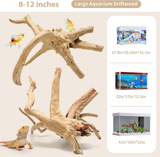 WDEFUN Natural Spiderwood for Aquarium Decor 2-Piece 11''-14'' Long Natural Driftwood Branches for Fish Tank Decorations