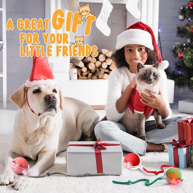 6 Pack Interactive Cat Ball Toy 360° Automatic New Interactive Rolling Ball 2025 Rechargeable for Indoor Cat Dog Exercise Electric Self Rolling Toy for Large and Small Puppy Kitten