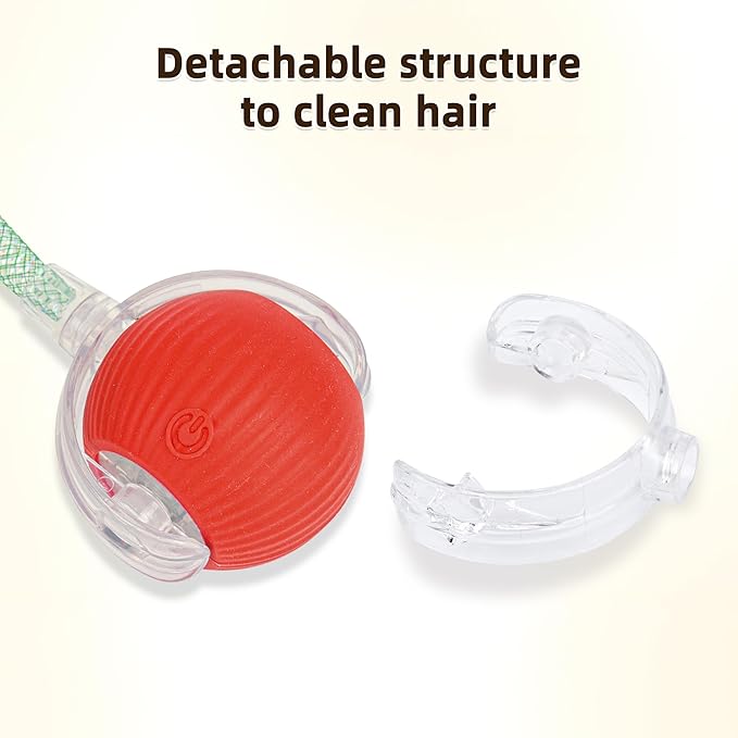 Interactive Cat Toy Ball for Indoor Cats, 2025 New Fast Self Rolling Ball Cat Toy on Carpet, Smart Interactive Automatic Cat Toy Ball for Gifts, Moving Cat Toy with Elastic Mesh Tail(Red)