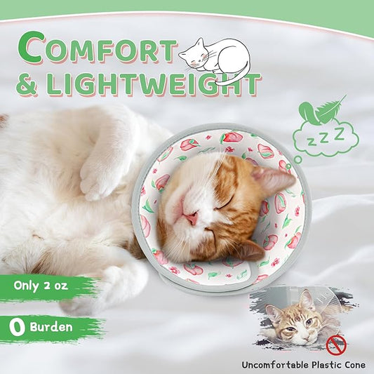 Cat Cone Collar Soft to Stop Licking, Adjustable, Foldable Lightweight Kitten Cones After Surgery Recovery for Cats & Kittens, Cat Cone Alternative (PinkWhite, L)