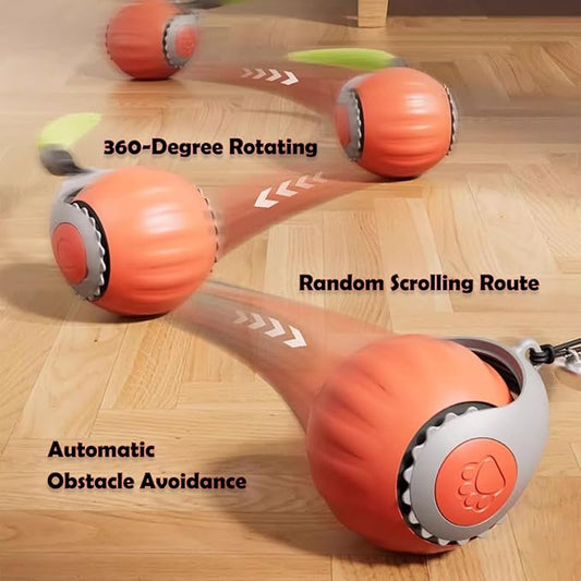 Smart Speedy 3.0 Interactive Cat Ball with Auto Obstacle Avoidance - Indoor Kitten Toy for Mental Stimulation & Playtime Fun ,2025 Edition (Orange)