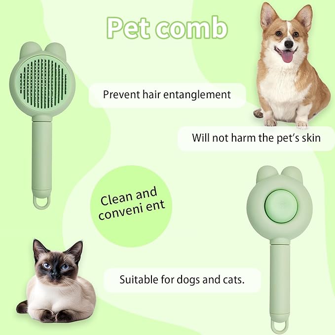 Zoocozy Cat Brush for Shedding, Dog Deshedding Brush, Pet Hair Removal Tool for Puppy Pitten(Green)