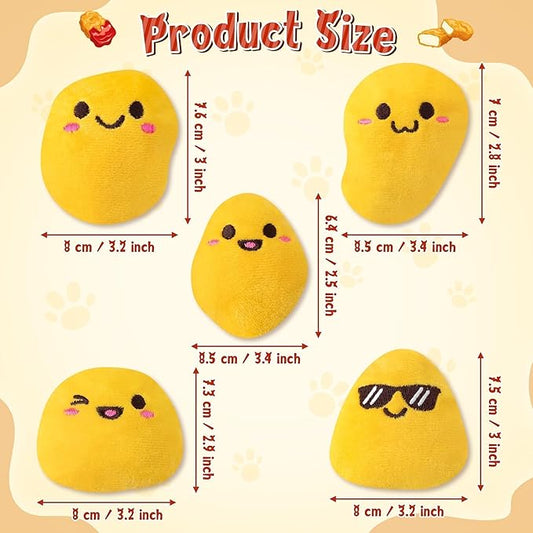L1rabe Nuggets Catnip Stuffed Toys - 5Pcs Fall Funny Yellow Fried Chicken Nuggets Indoor Cat Toys, Kitten Chew Bite Kick Interactive Supplies for Pet Lovers Kitten Birthday Present Autumn Harvest Gift