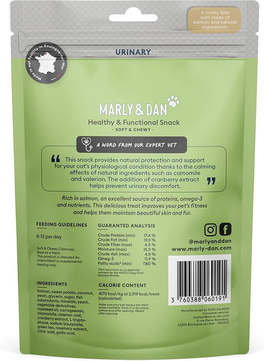 Marly & Dan Salmon Treats for Cats with Brewers Yeast & Green Tea, Urinary Recipe, 3oz Bag
