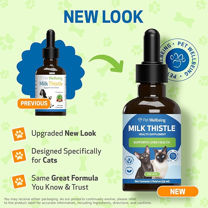 Milk Thistle for Cats - Milk Thistle Liver Detox Support, Organic Herb - Pet Wellbeing Vet-Formulated Holistic Supplement - 2oz (59 ml)