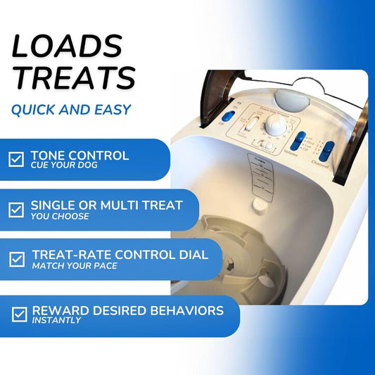 Treat&Train - Remote Treat Dispensing Dog Training System, Positive Reinforcement, Calm Behavior, Distraction Avoidance, Includes Instruction Booklet, Target Wand & Remote, for Dogs 6 Months & Up