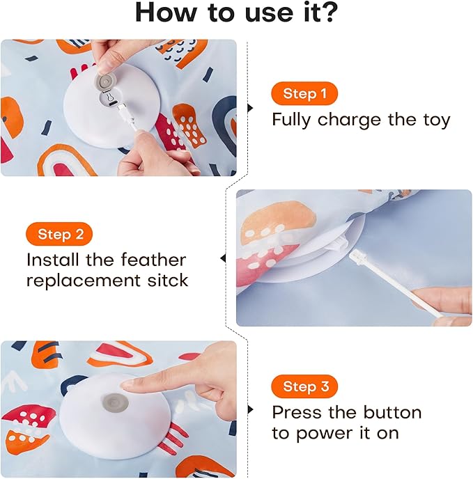 Potaroma Hide and Seek Interactive Cat Toys, Moving Concealed Wand Feather, Automatic Chargeable Indoor Kitten Exercise Kicker, Mouse Squeaky, Floral Cover